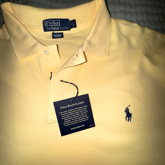 Polo by Ralph Lauren interlock Yellow Polo Shirt. Higher in front Size XL NWT - Picture 10 of 12